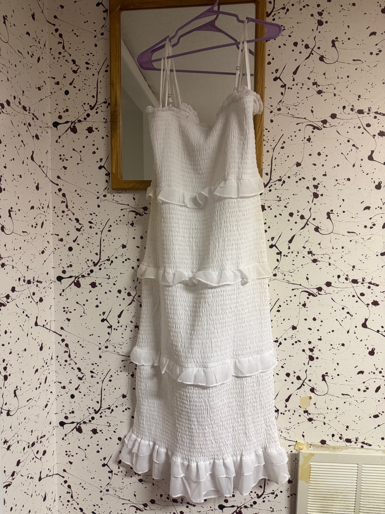 Georgette Smocked Midi Dress - Bright White / Xxl